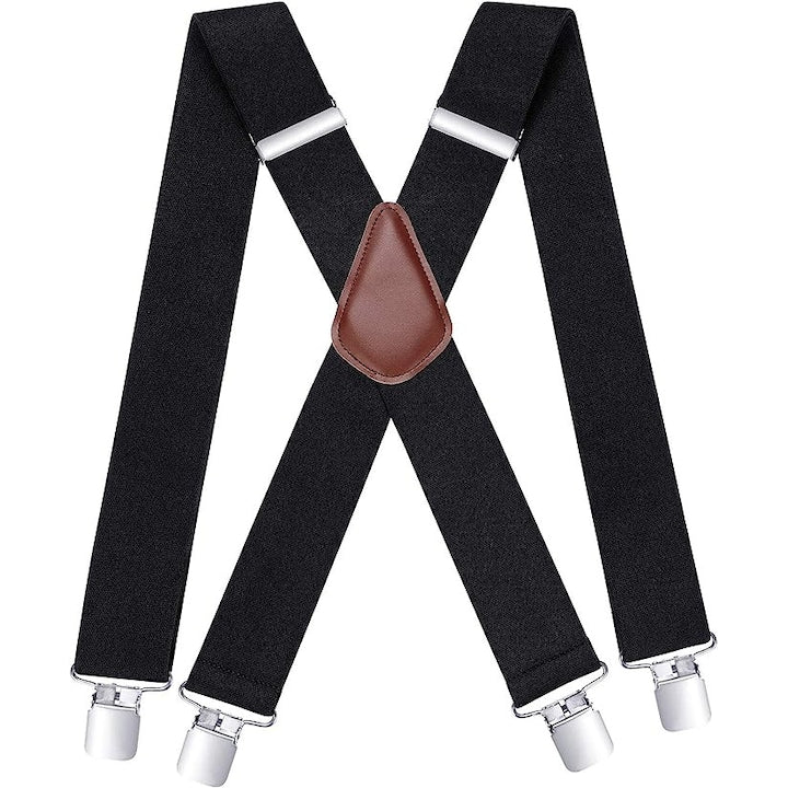 Men's Unisex Suspenders, 4 Metal Clips, Polyester/Elastic, 120x5 cm, Black
