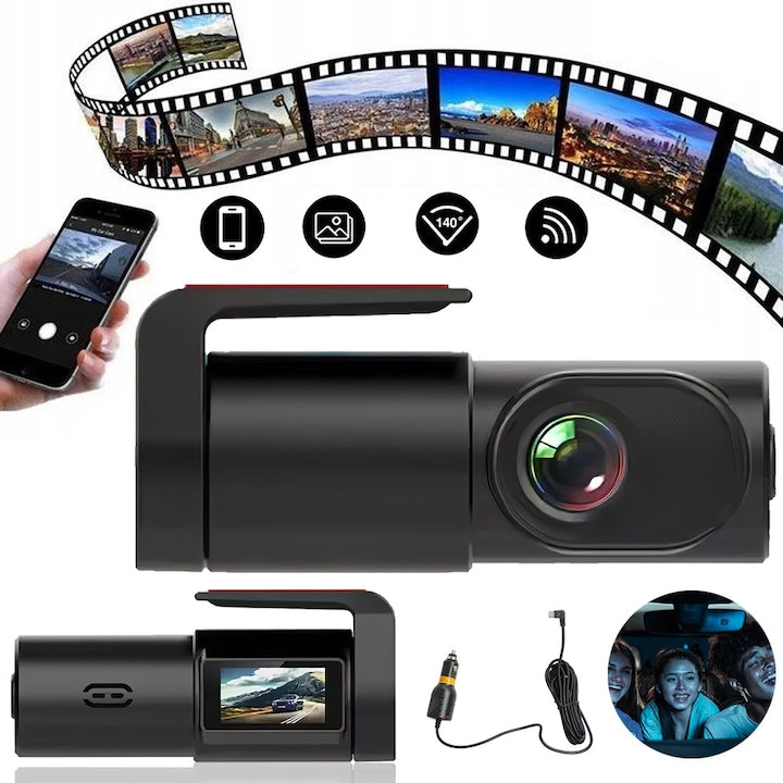 Front Car Camera Mini Car WiFi Camera 1080P for Cars Car Camera with 0.96" Mini Screen Parking Monitor Super Night Vision 170° Wide Angle App Control G-Sensor