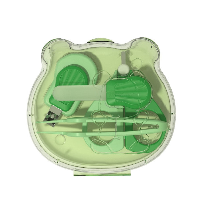 Rqiurpn 4-in-1 Baby Care Kit with Cute Case, Scissors, Nail Clippers, Nail File, Tweezers, Green, 0-3 Months