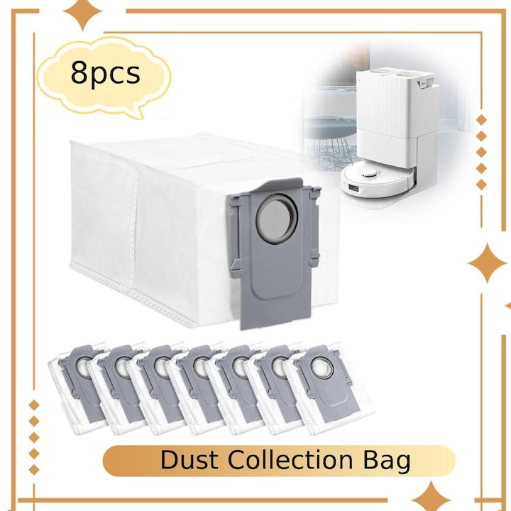 Vacuum Cleaner Accessories 8 Replacement Dust Bags compatible with Roborock QV 35A/Saros 10/10R/Q Revo/Qrevo S/Qrevo Pro/Qrevo Plus/Qrevo Master/Qrevo Slim/Qrevo Curv/Qrevo Edge/S8 MaxV Ultra