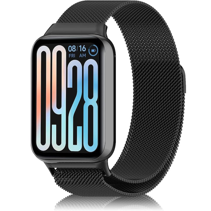 Curea Bratara Fitness Compatibil Xiaomi Mi Band 8 Pro/Band 9 Pro/Redmi Watch 4/Redmi Watch 5，Usoara，Impermeabila si respirabila，Inox，Negru