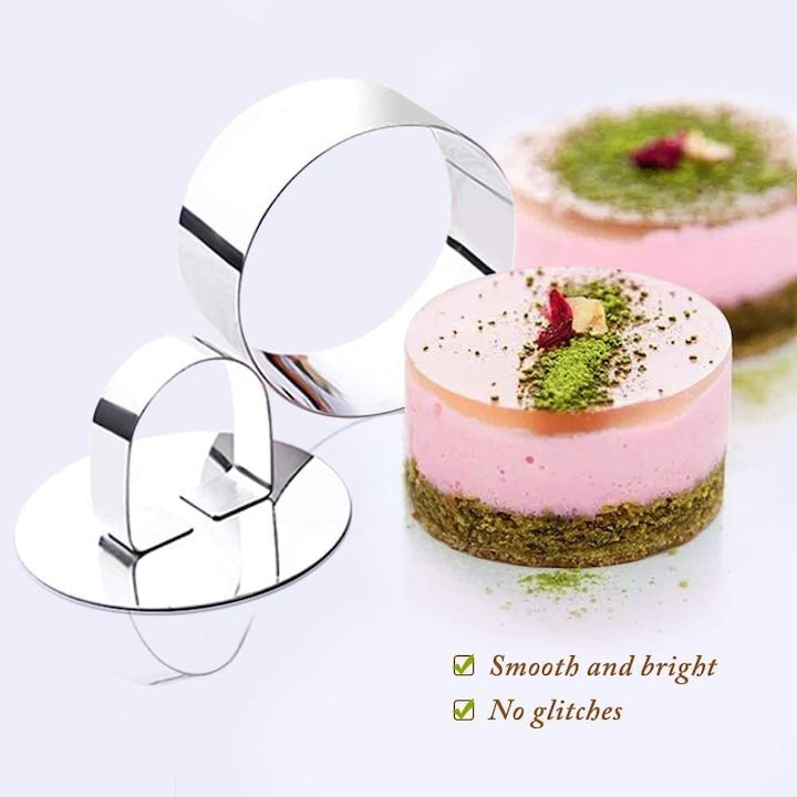 Set 12 inele prajituri inox 8x4cm cu capace