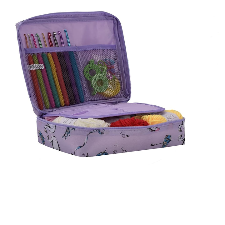 Set de crosetat  58 piese  husa de depozitare  Violet