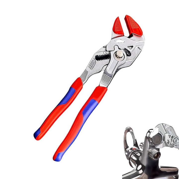 Cleste reglabil  190 mm  otel vanadiu cromat  deschidere max 40 mm  include 2 mansoane de cauciuc de 2 mm  Rosu