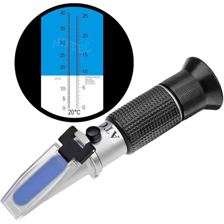 Professional 2-in-1 Refractometer Brix Alcohol Tester Brix scale 0-40% alcohol 0-25% vol OUYLAF