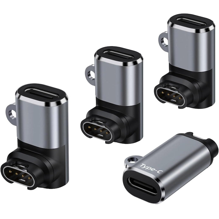 Set 4 adaptoare incarcator pentru smartwatch Garmin  compatibil cu smartwatch Fenix 7/7S/7X/6S/6/6X/5S/5/5X  Forerunner 255/255S/245/245M/745/645/645M/158 si multe altele  conectoare Type-C  Compact  OUYLAF  Negru