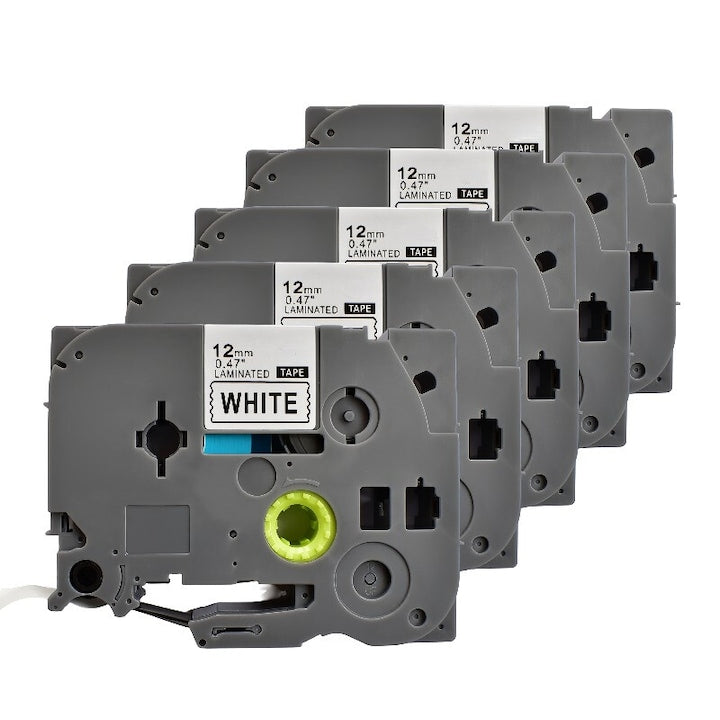 Pachet 5 bucati banda etichete laminate compatibila Brother TZe-231 12 mm culoare negru / alb