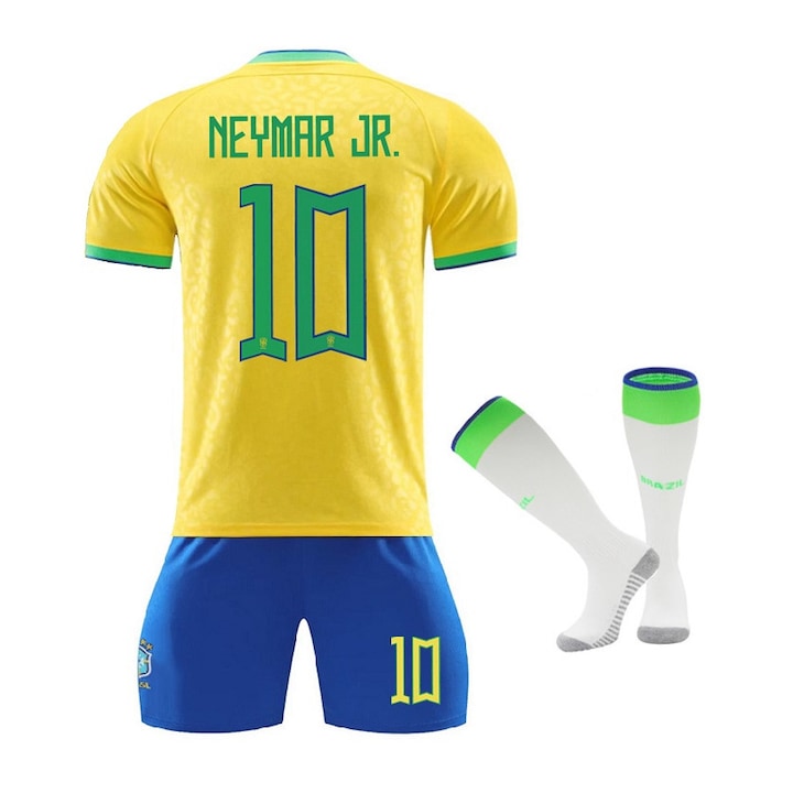 OEM - Echipament sportiv copii Neymar Jr. Brazil  Poliester  Galben/Albastru  Galben/Albastru