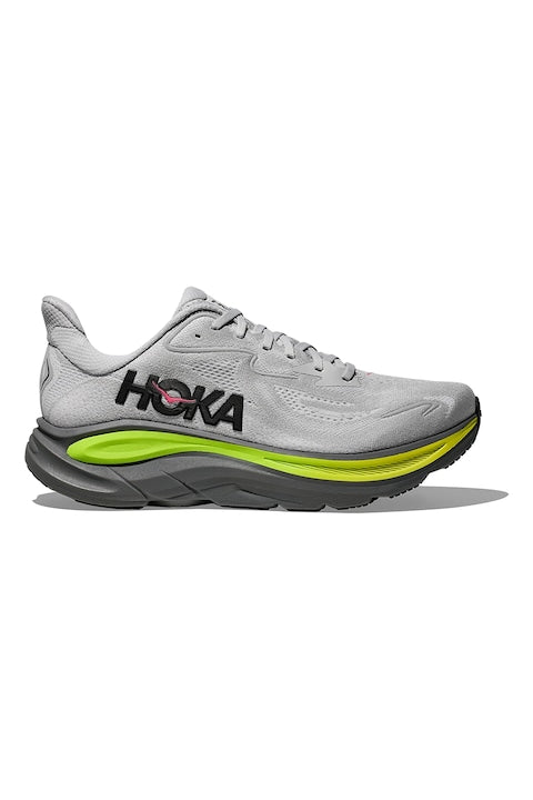 Hoka - Pantofi Clifton 10 cu logo pentru alergare  Gri deschis/Verde lime 12 rate cu 0% dobândă