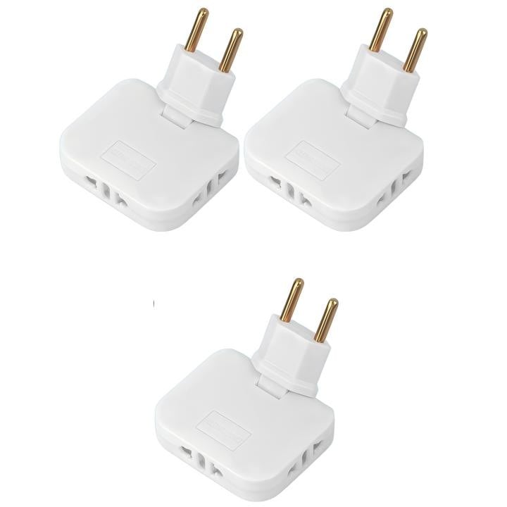 Set 3 piese  adaptor  priza tripla  alb  dimensiune compacta