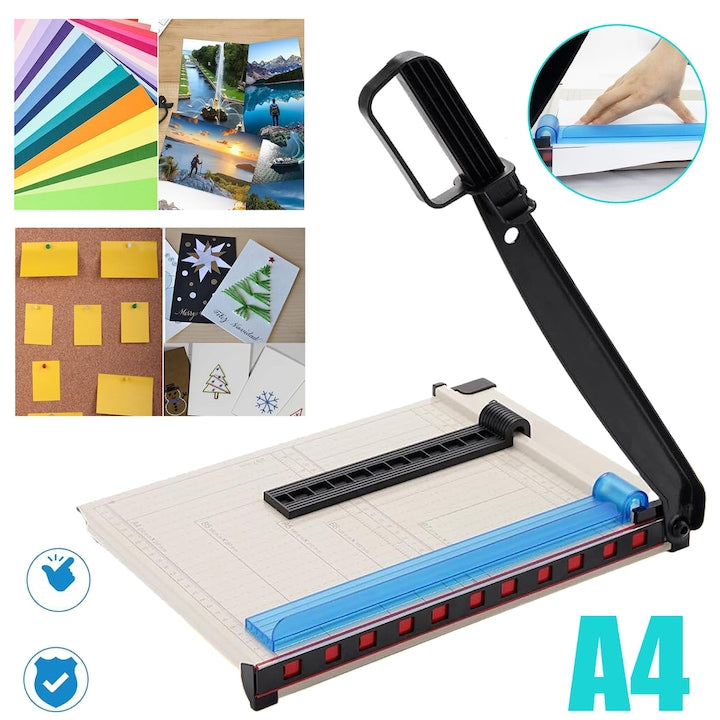Guillotine Paper Cutter A4 Heavy Duty Paper Trimmer With Guard 12 Sheet Capacity Precision Guillotine Cutter For Easy Cutting Of Paper Cardboard Photos Vinyl