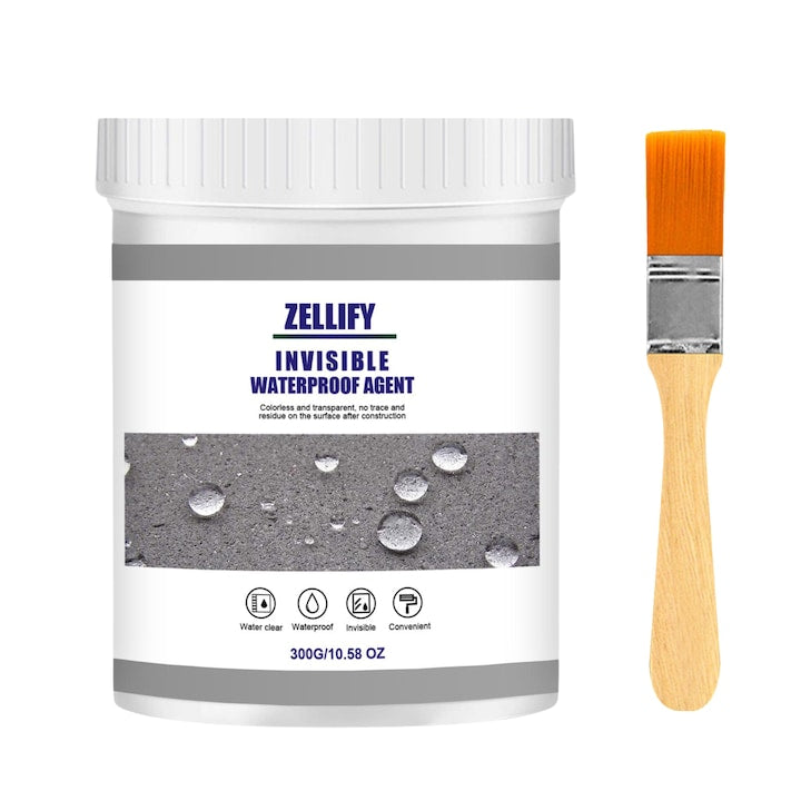 Adeziv Impermeabil Transparent pentru Etansare  Etansant Izolator Rezistent la Apa  Agent Hidroizolator pentru Multiple Suprafete  Adeziv Uscare Rapida si Uniforma  Sigiliu Anti-Scurgeri Invizibil Impermeabil si Universal  Pensula Inclusa  ZELLIFY  300g
