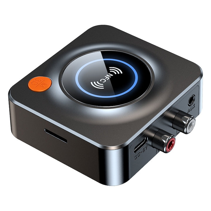 Adaptor Bluetooth receptor audio  Bluetooth 5.1  NFC  Slot Card TF  port audio 3 5mm  sundiguer  Negru