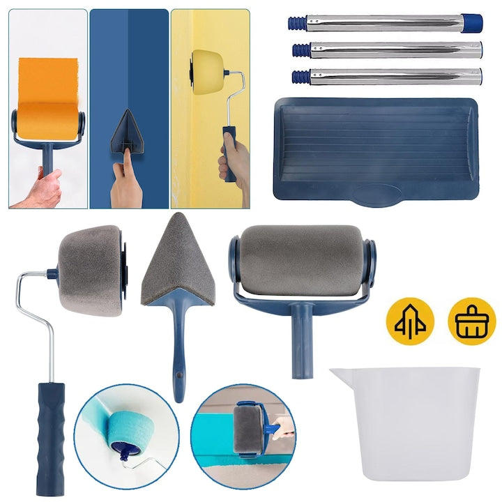 Paint Roller Set 8 pcs CHOOLY Telescopic Blue and Grey 83cm