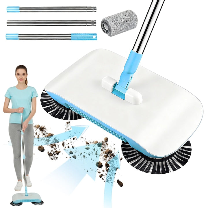 3-in-1 CHOOLY Manual Broom Wet/Dry Vacuum Ergonomic Design Blue/White/Black Dimensions 110x34x17cm Complete Set