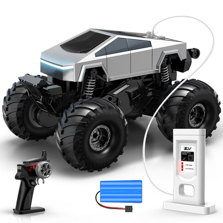 RC Car for Tesla Duueyct 4WD Off-Road 1:18 for All Terrains LED Lights 360° Drift 2.4GHz Remote Control Waterproof Toy Suitable for Children and Adults +4 years Grey