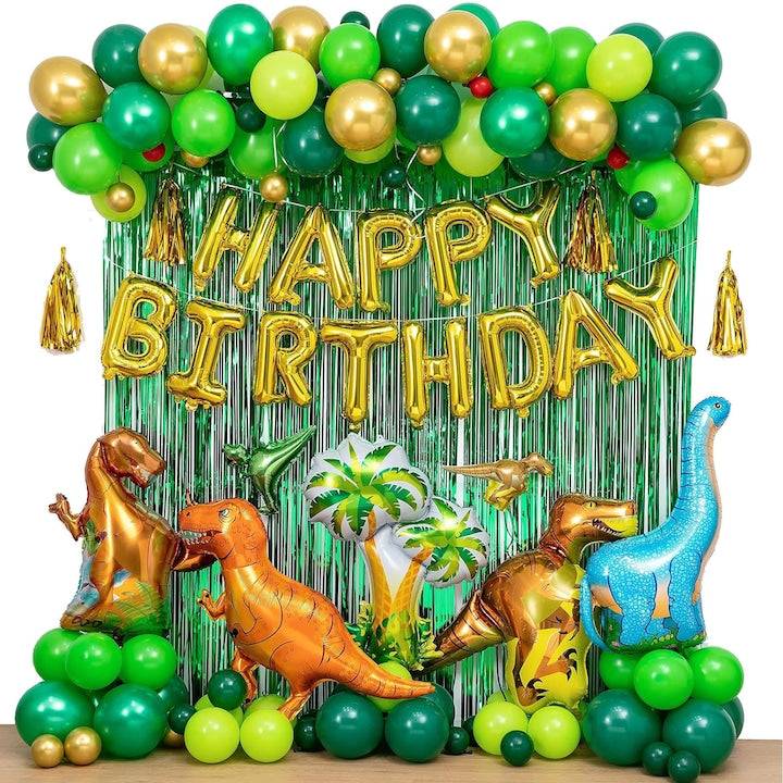 Set 118 baloane si decoratiuni petrecere aniversara  Axroad Mall  Design dragut de dinozaur  Poate fi folosit pentru a face ghirlande de baloane frumoase  Accesorii decorative incluse  Usor de configurat  23*13*4 cm  Verde