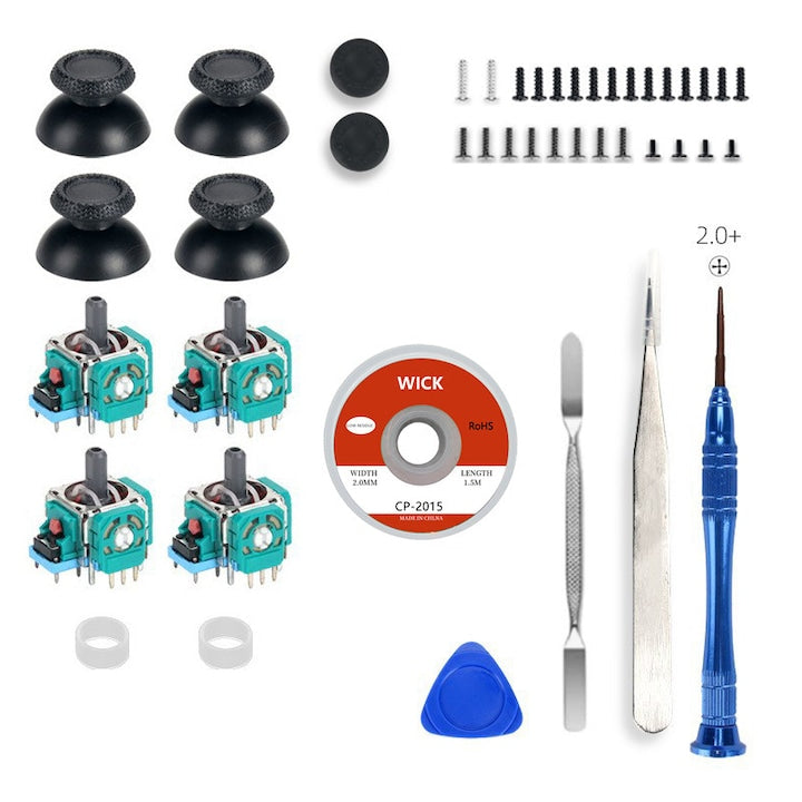 Kit reparatie joystick pentru controler PS5  4 joystick-uri 3D  4 thumbsticks  fara drifting  27 suruburi  10 inele de protectie  OUYLAF
