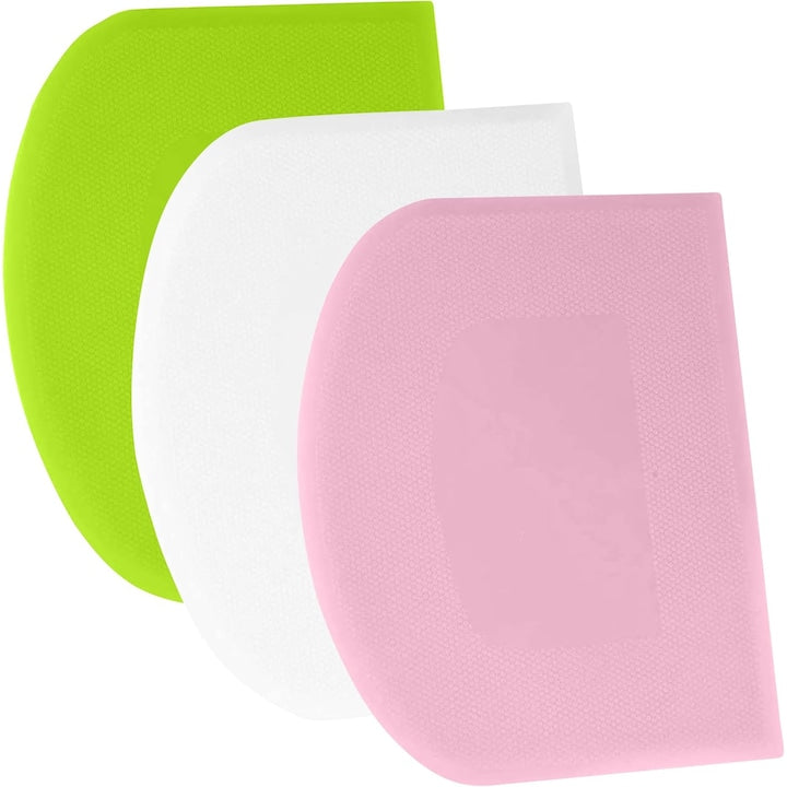Dough Scrapers Set of 3 Flexible Plastic Sharp Edges Multicolored 12x9.5cm