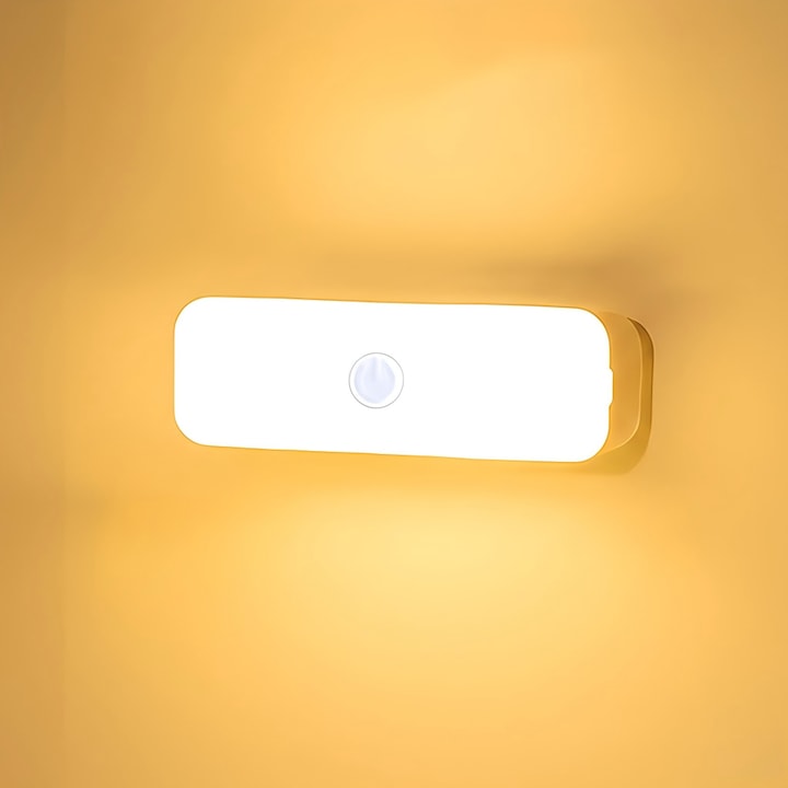Lampa LED cu Senzor de Miscare 10 cm  Lumina Calda  Reincarcabila USB  Montare Magnetica fara Gaurire
