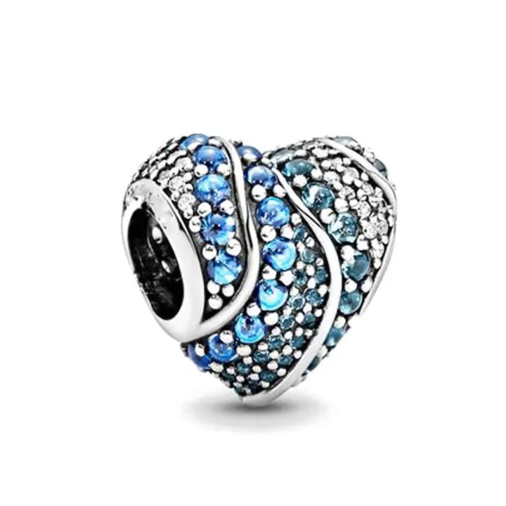 Maf - Talisman din Argint 925 Charm compatibil Pandora inima albastra 1cm