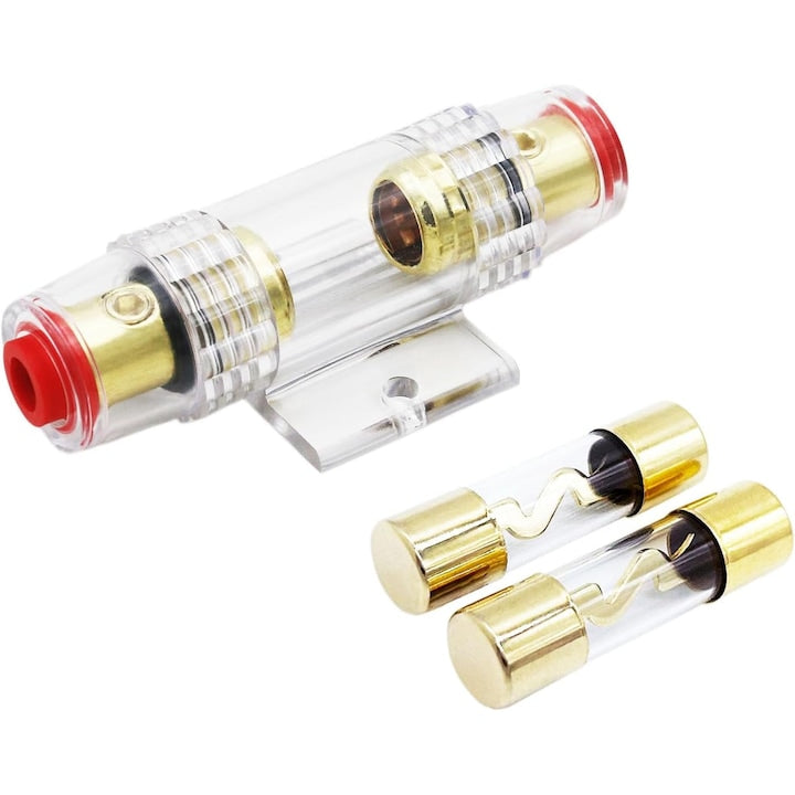 Car fuse holder set 100A, 2 AGU fuses, for car audio system, subwoofer, removable covers, 10x8cm