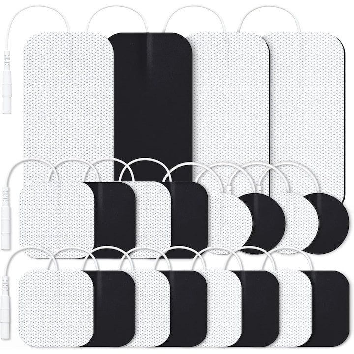 Set 20 Paduri Electrozi Gel  pentru Aparat De Masaj Cu Electrostimulare / Fizioterapie  compatibile cu toate aparate de electrostimulare si fizioterapie TENS  EMS de pe piata  interfata 2.0  reutilizabile  non-iritanti  Alb