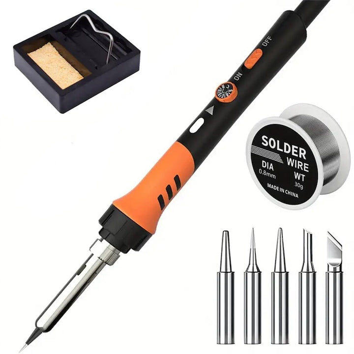 Pistol de lipit portabil  5 capete de lipit  temepratura ajustabila  putere 60 W  temperatura 200-450°  Negru