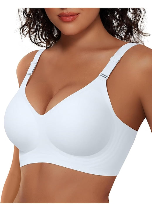 TUNANAN - Sutien fara sarma dama  bustiera fara cusaturi push up  bra moale confortabil  Decolteu in V sexy  Alb