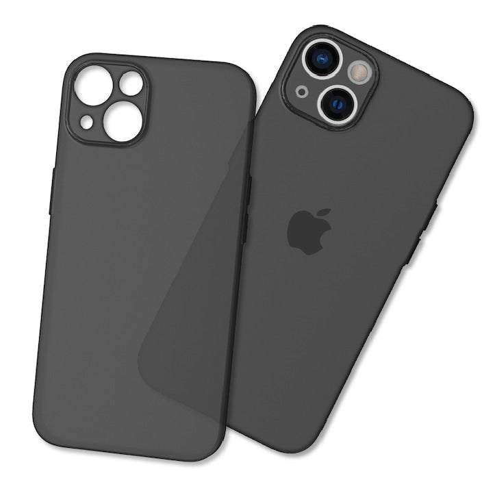 Set 2 Husa pentru iPhone 15  Ultrasubtire  TPU  Mata  anti-amprente  0.3mm  Frosted  Negru