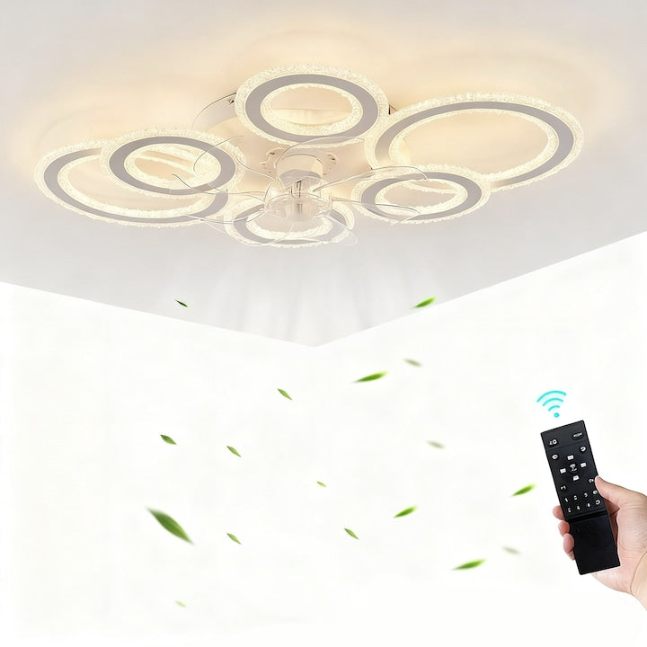 LED Ceiling Fan Piduules with Remote Control, 6 Speeds, Warm/Neutral/Cool Light and Adjustable Intensity, 220V, 108W, White