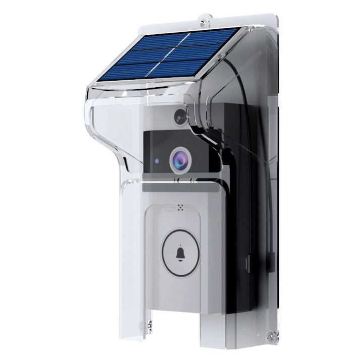 Wireless HD Video Doorbell with Intercom Camera, Solar Powered, Weatherproof Casing, Motion Detection, for Outdoors