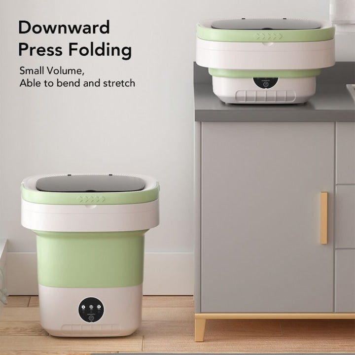 Masina de spalat portabila pliabila 7.5L verde compacta cu uscare delicata 2157g