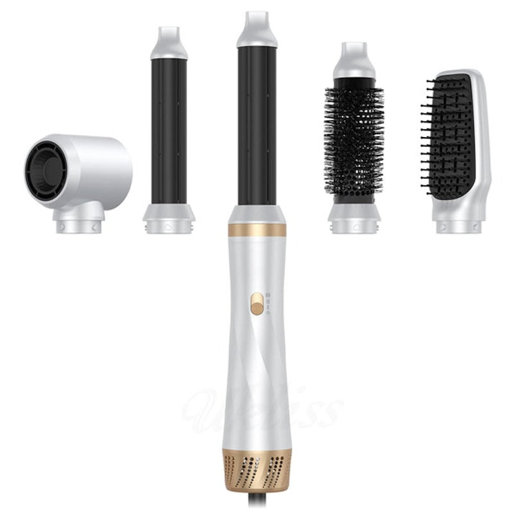 Uscator de Par Profesional  Omelivon  5 in 1  1000W  5 Accesorii Incluse  Tehnologie cu Ioni Negativi  3 Trepte Viteza  3 Treptes Temperatura  Uscare  Indreptare  Ondulare  Pentru Orice lungime Par  Multicolor