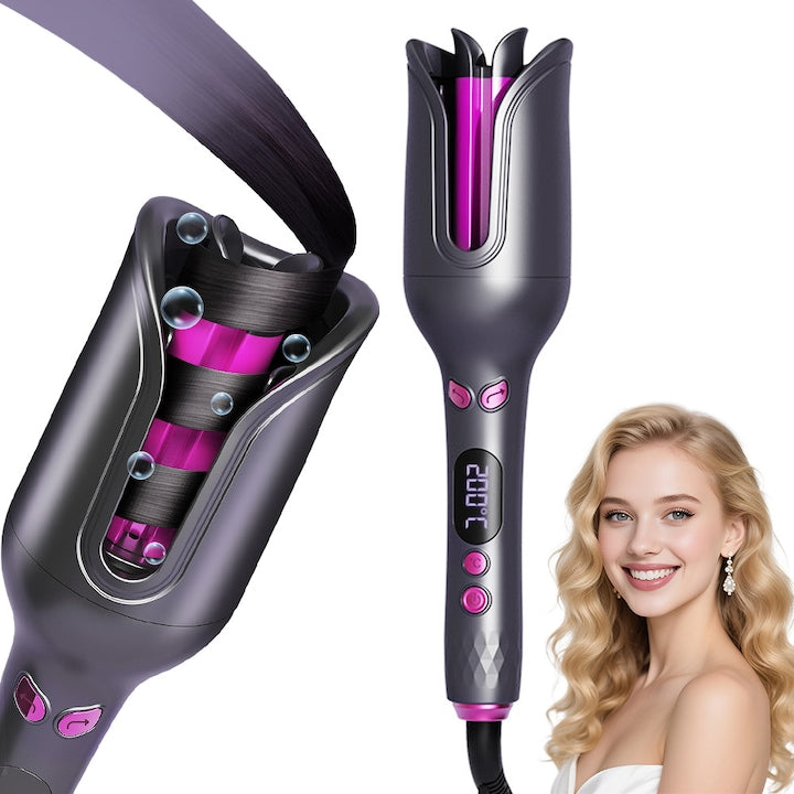 Ondulator Automat Par  Ceramic  4 Setari Temperatura 150-210 Grade  Timer Pentru Bucle  Control Directie Rotire  Functie Incalzire Rapida  35W  Gri inchis