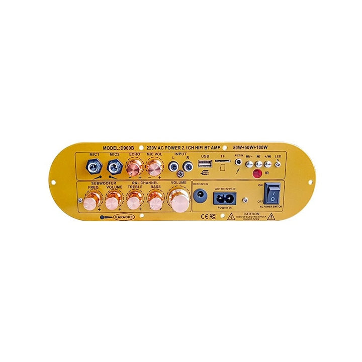 2.1 Channel Bluetooth 5.0 Amplifier Board, Metal, 50W+50W+100W, EU Plug