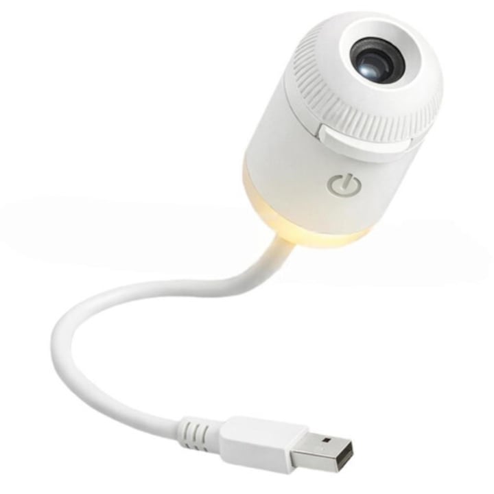 Proiector lampa de veghe  lampa de noapte cu proiectie de stele  cu 5 diapozitive  alimentare USB  portabil  montare pe perete  Alb