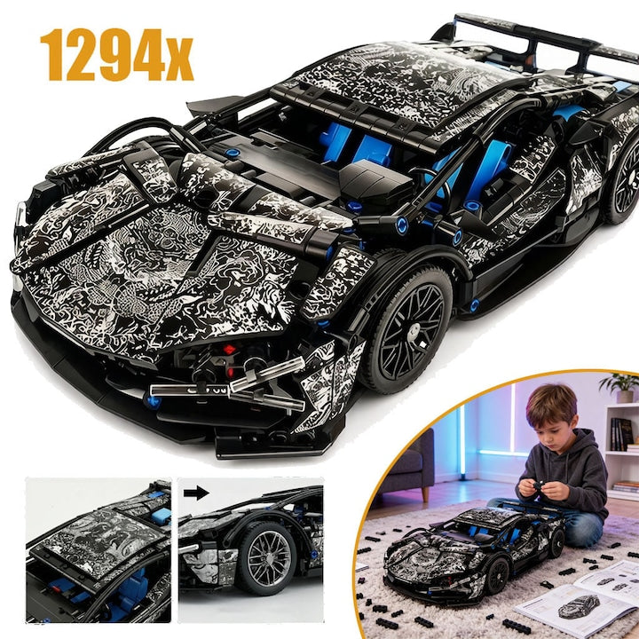 Set De Blocuri De Constructie Supercar  Estetica Industriala  Jucarie De Constructie Cu Masini Sport De Colectie  Set De Constructie Cu Tehnici De Expunere Si Cadou Pentru Pasionatii De Masini