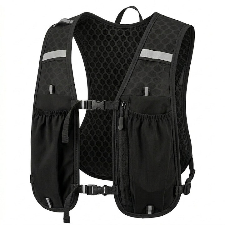 OEM - Running Vest Hydration Backpack Adjustable, 3 Pockets for 500ml Bottle, Marathon, Hiking, Cycling, Black, 12 interest-free installments