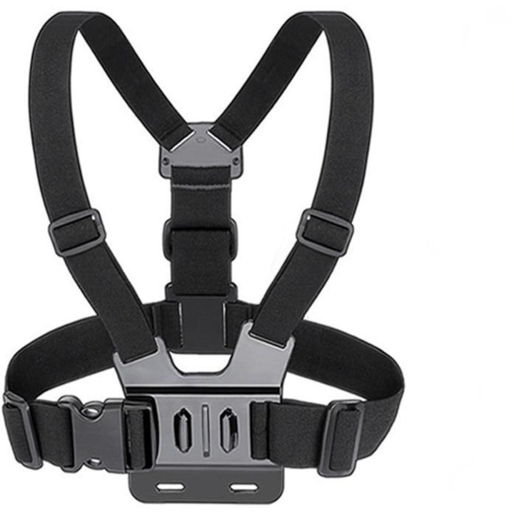 Chest strap for sports camera, adjustable size, black
