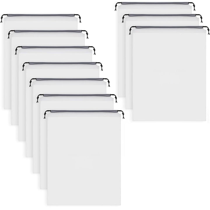 Set of 10 large shoe storage bags, 30 x 40 cm, for travel, wardrobe, white