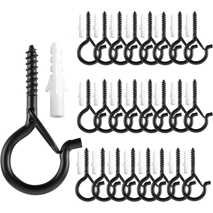 Set carlige si suruburi  2.2 inch  negru  24 bucati