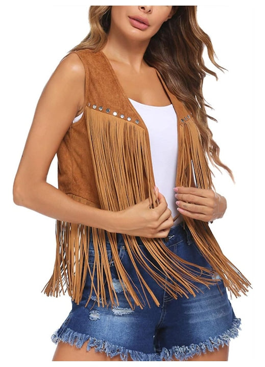 Vesta dama  Piele intoarsa  Kaki  2XL INTL