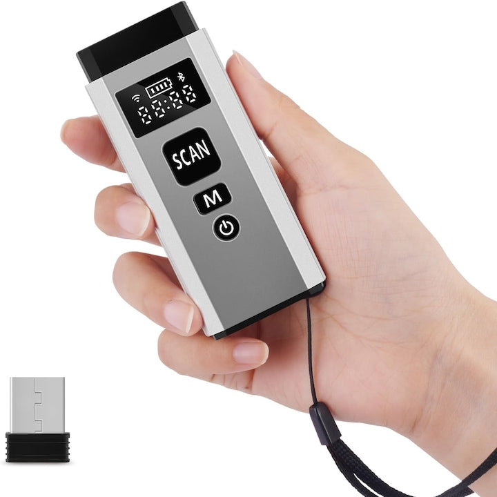 Handheld Barcode Scanner Walalla with LCD Screen Design, Supports 1D/2D Wireless, 2.4G Wireless, Bluetooth and Wired USB Connectivity, Compatible with Android, iOS, and Windows Systems, Instant Upload and Storage Modes