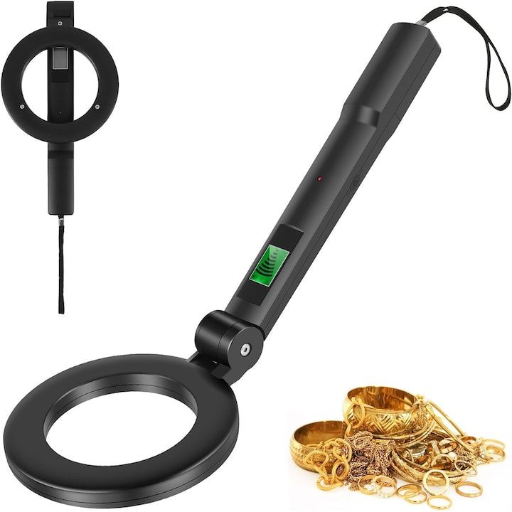Detector de metale pliabil  instrument de detectare a metalelor cu ecran LCD de mana cu 3 moduri  detector de metale usor de inalta sensibilitate cu bobina de cautare rezistenta la apa pentru copii  adulti  potrivit pentru exterior  WALALLA  negru