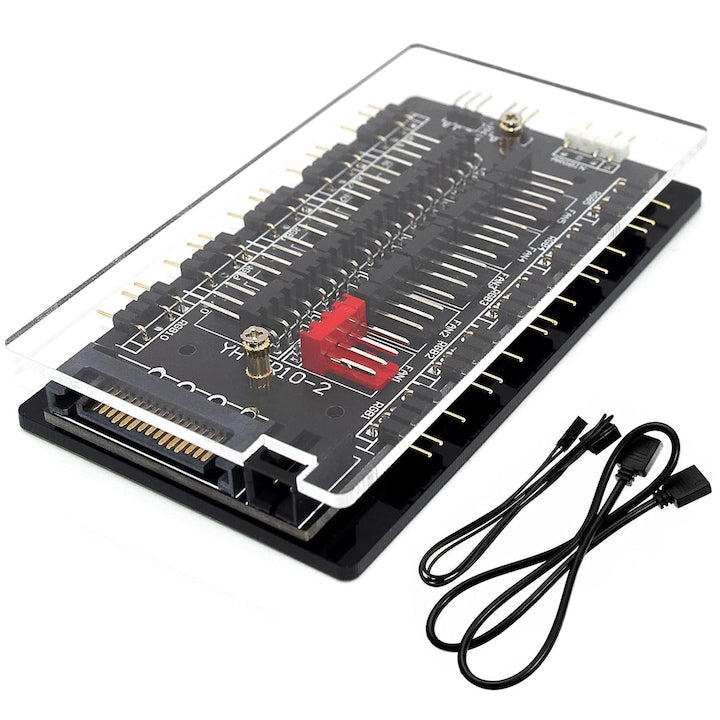 Hub controler ARGB  Hub PWM 5V 10PIN  Montare magnetica  cu Linie de semnal PWM si Linie de intrare RGB  OUYLAF  Negru