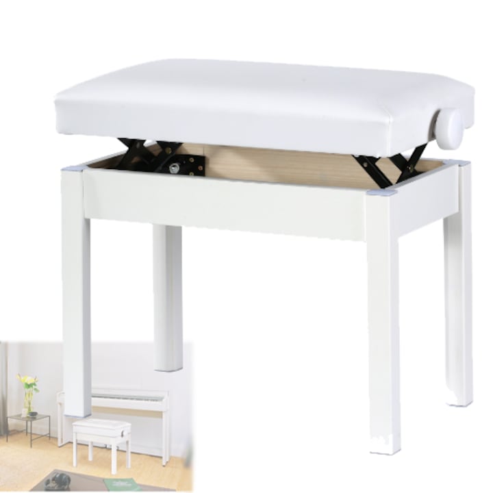 Adjustable White Piano Bench