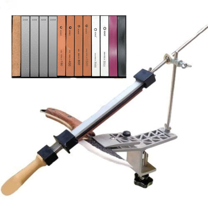 Set profesional de ascutit cutite  WALALLA  set cu 14 piese  rotatie la 360°  unghi reglabil  cu 13 pietre de ascutit 180-5000  potrivit pentru bucatarii comerciale si de acasa  multicolor