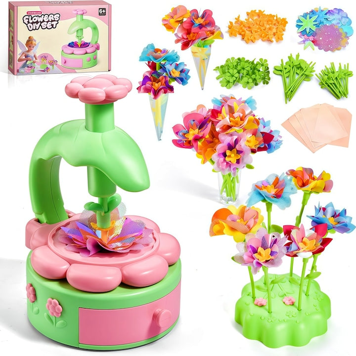 DIY Flower Bouquet Kit - Fabric Flower Bouquets - Toys - Educational Activity for 3-8 Year Olds - Creative Gift - Crafts - Pink/White