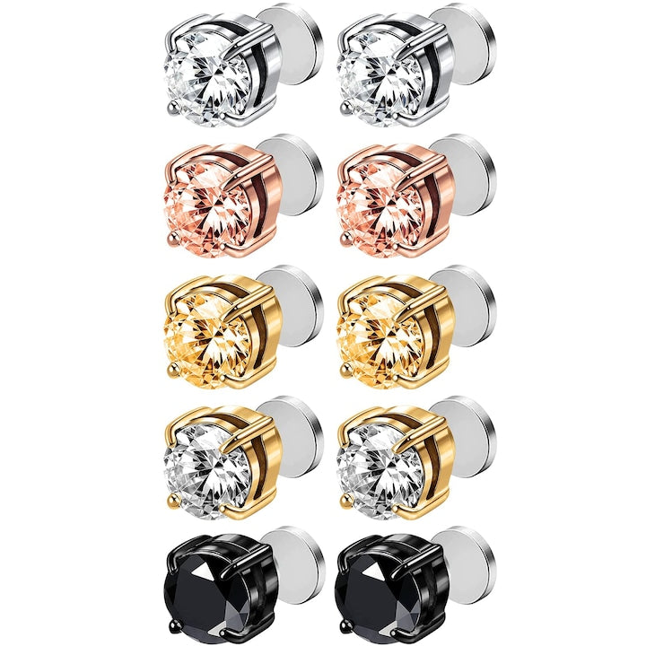 Nybgyy - Cercei Magnetici  5 Tip Clips Pentru Ureche  Unisex  Colorfast  6 mm  Multicolor